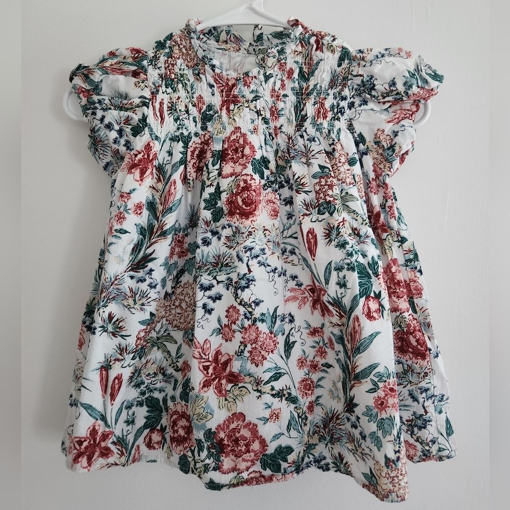 Janie and Jack The Olivia Smocked Top Floral Blouse Size 10